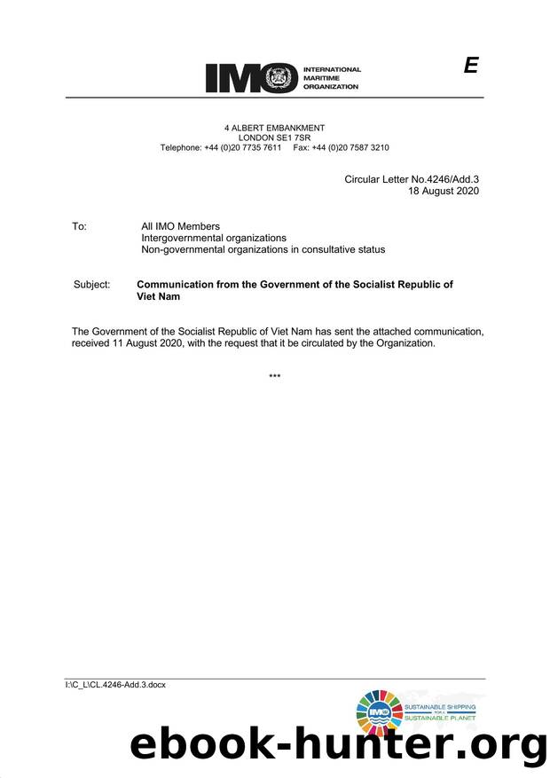 Circular Letter No. 4246Add.3 - Communication from the Government of the Socialist Republic of Viet Nam by Elnara Krayenbuhl