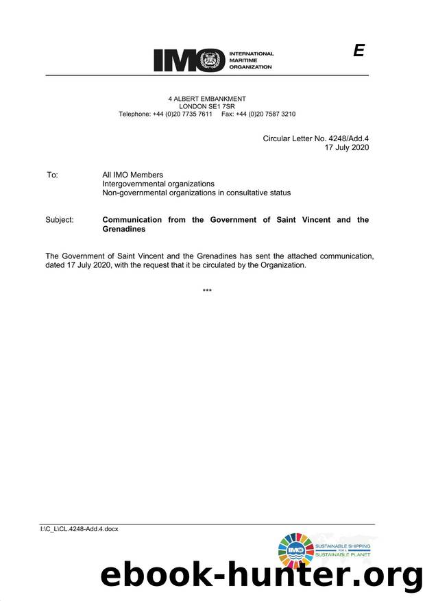 Circular Letter No. 4248Add.4 - Communication from the Government of Saint Vincent and the Grenadines by Redistributed by Regs4ships Ltd