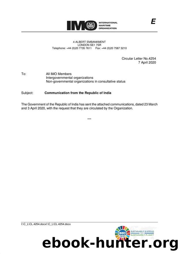 Circular Letter No. 4254 - Communication from the Republic of India by Redistributed by Regs4ships Ltd