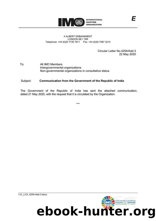 Circular Letter No. 4254Add.3 - Communication from the Government of the Republic of India by Redistributed by Regs4ships Ltd