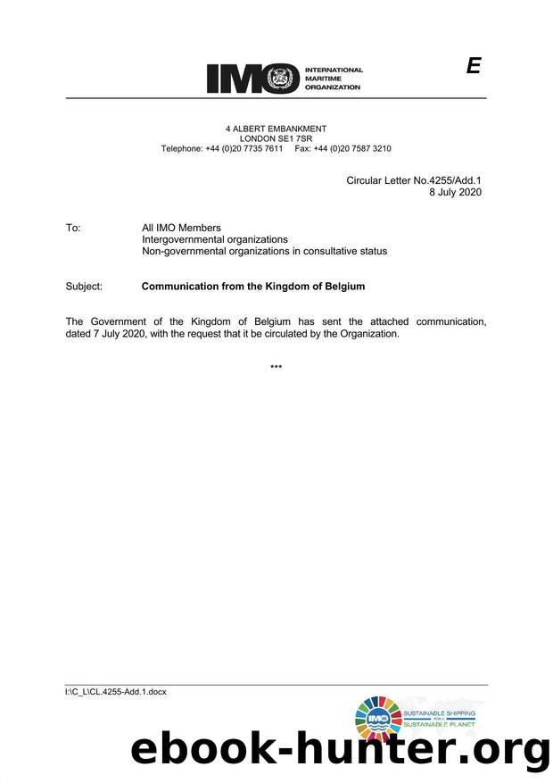 Circular Letter No. 4255Add.1 - Communication from the Kingdom of Belgium by Elnara Krayenbuhl