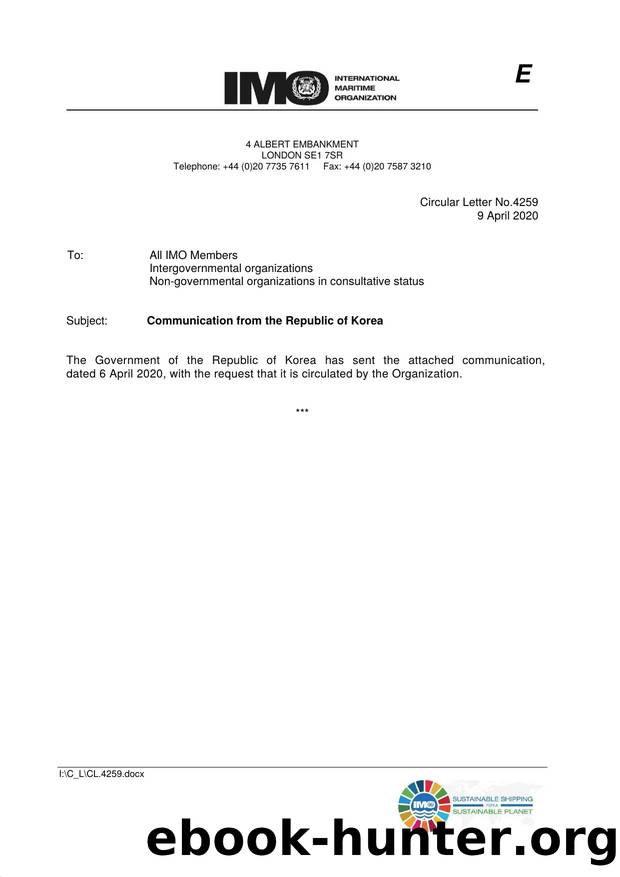 Circular Letter No. 4259 - Communication from the Republic of Korea by Elnara Krayenbuhl