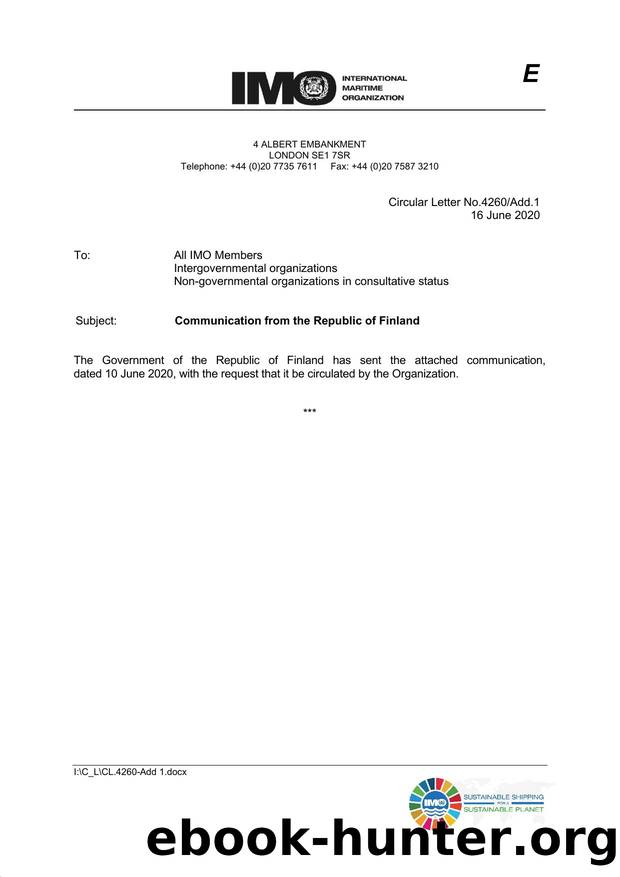 Circular Letter No. 4260Add.1 - Communication from the Republic of Finland by Redistributed by Regs4ships Ltd
