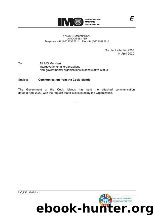 Circular Letter No. 4263 - Communication from the Cook Islands by Redistributed by Regs4ships Ltd