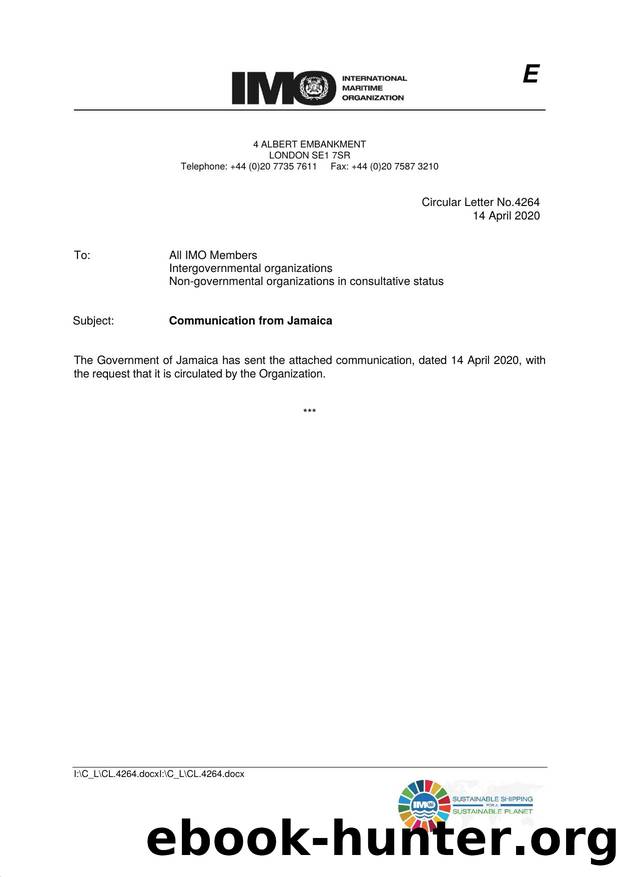 Circular Letter No. 4264 - Communication from Jamaica by Elnara Krayenbuhl