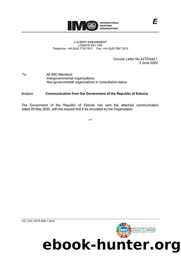 Circular Letter No. 4272 - Communication from the Government of the Republic of Estonia - Add.1 by Redistributed by Regs4ships Ltd
