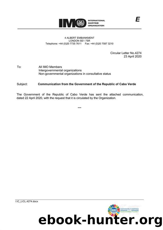 Circular Letter No. 4274 - Communication from the Government of the Republic of Cabo Verde by Redistributed by Regs4ships Ltd