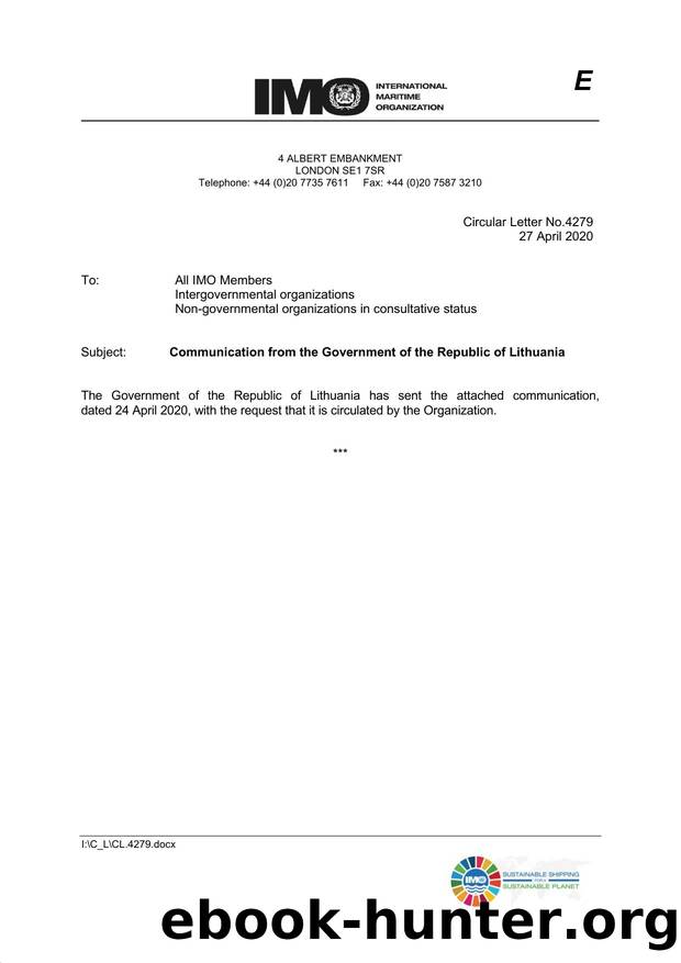 Circular Letter No. 4279 - Communication from the Government of the Republic of Lithuania by Redistributed by Regs4ships Ltd