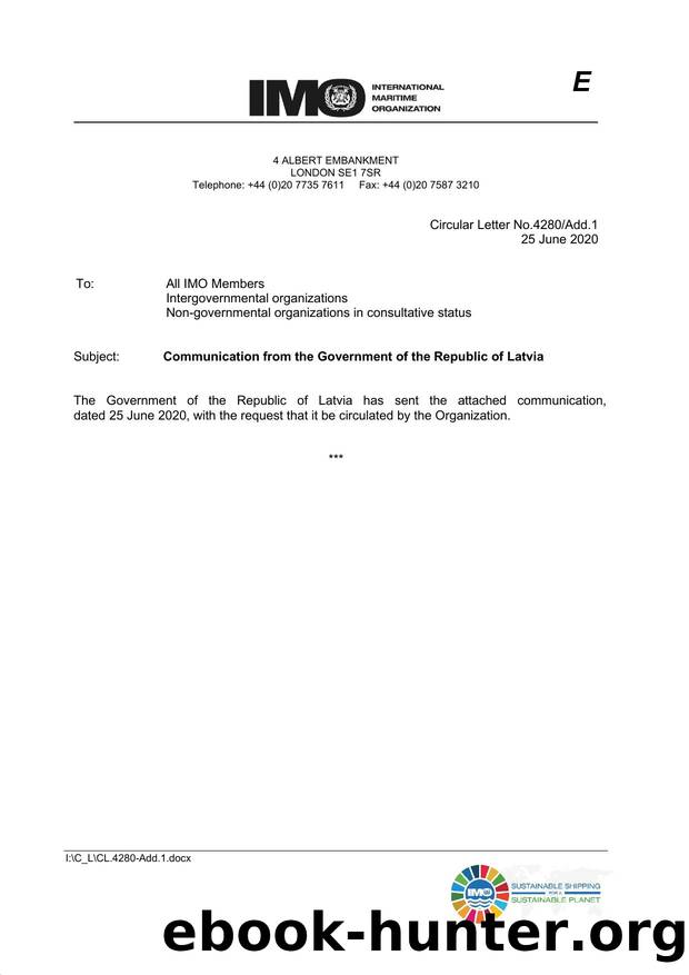 Circular Letter No. 4280Add.1 - Communication from the Government of the Republic of Latvia by Elnara Krayenbuhl
