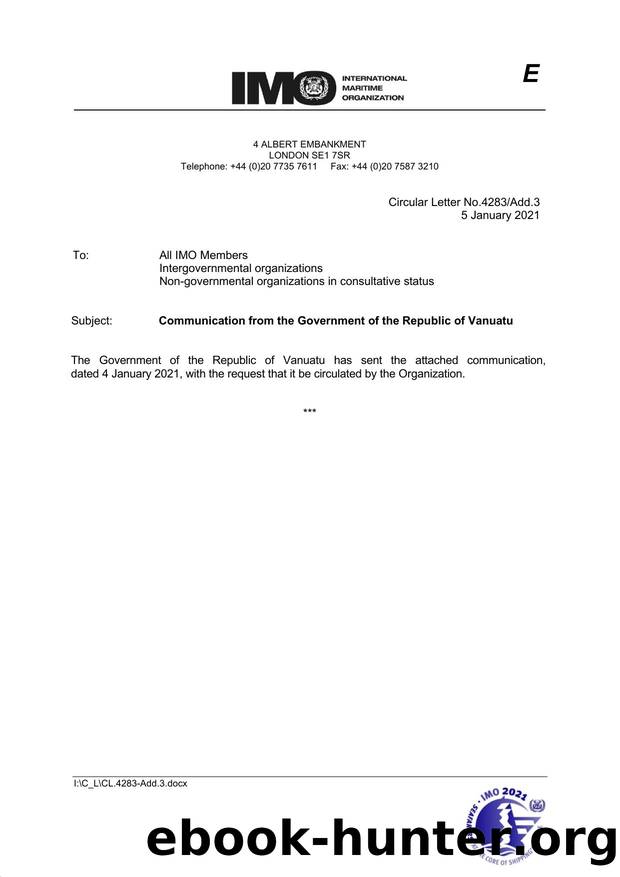 Circular Letter No. 4283Add.3 - Communication from the Government of the Republic of Vanuatu by Elnara Krayenbuhl