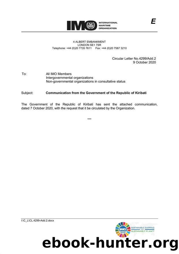 Circular Letter No. 4299Add.2 - Communication from the Government of the Republic of Kiribati by Elnara Krayenbuhl