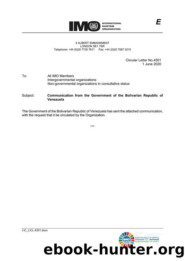 Circular Letter No. 4301 - Communication from the Government of the Bolivarian Republic of Venezuela by Elnara Krayenbuhl
