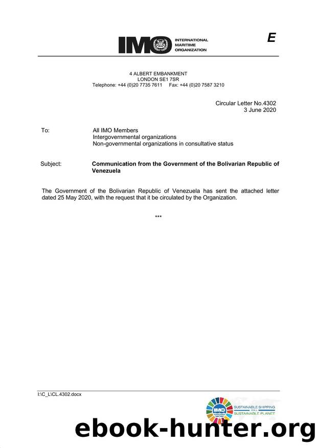 Circular Letter No. 4302 - Communication from the Government of the Bolivarian Republic of Venezuela by Elnara Krayenbuhl