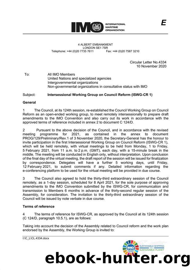 Circular Letter No. 4334 - Intersessional Working Group on Council Reform (ISWG-CR 1) by Redistributed by Regs4ships Ltd