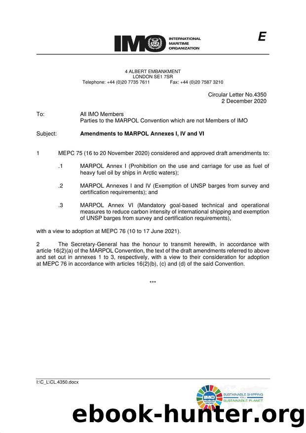 Circular Letter No. 4350 - Amendments to MARPOL Annexes I, IV and VI by Redistributed by Regs4ships Ltd