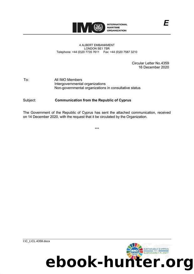 Circular Letter No. 4359 - Communication from the Republic of Cyprus by Redistributed by Regs4ships Ltd