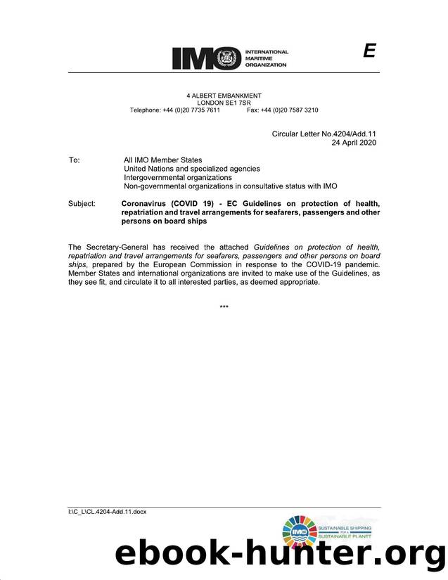 Circular Letter No.4204-Add.11 - Coronavirus (Covid 19) - Ec Guidelines On Protection Of Health,Repatriation And Travel Arr... by Redistributed by Regs4ships Ltd