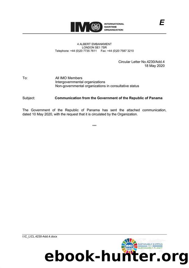 Circular Letter No.4230Add.4 - Communication from the Government of the Republic of Panama by Redistributed by Regs4ships Ltd