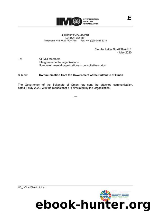 Circular Letter No.4239Add.1 - Communication from the Government of the Sultanate of Oman by Redistributed by Regs4ships Ltd