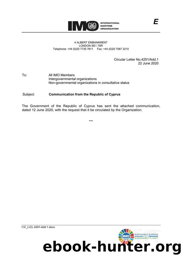 Circular Letter No.4251Add.1 - Communication from the Republic of Cyprus by Elnara Krayenbuhl