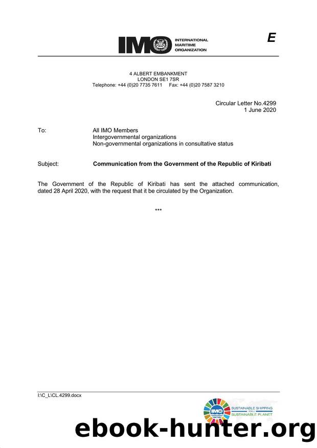 Circular Letter No.4299 - Communication from the Government of the Republic of Kiribati by Redistributed by Regs4ships Ltd