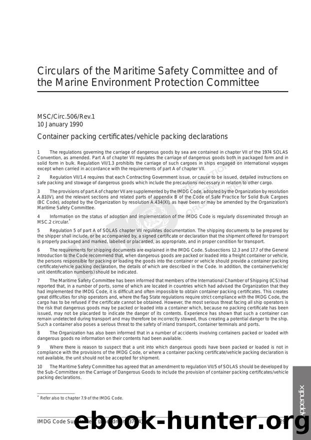 Circulars of the Maritime Safety Committee and of the Marine Environment Protection Committee by Redistributed by Regs4ships Ltd