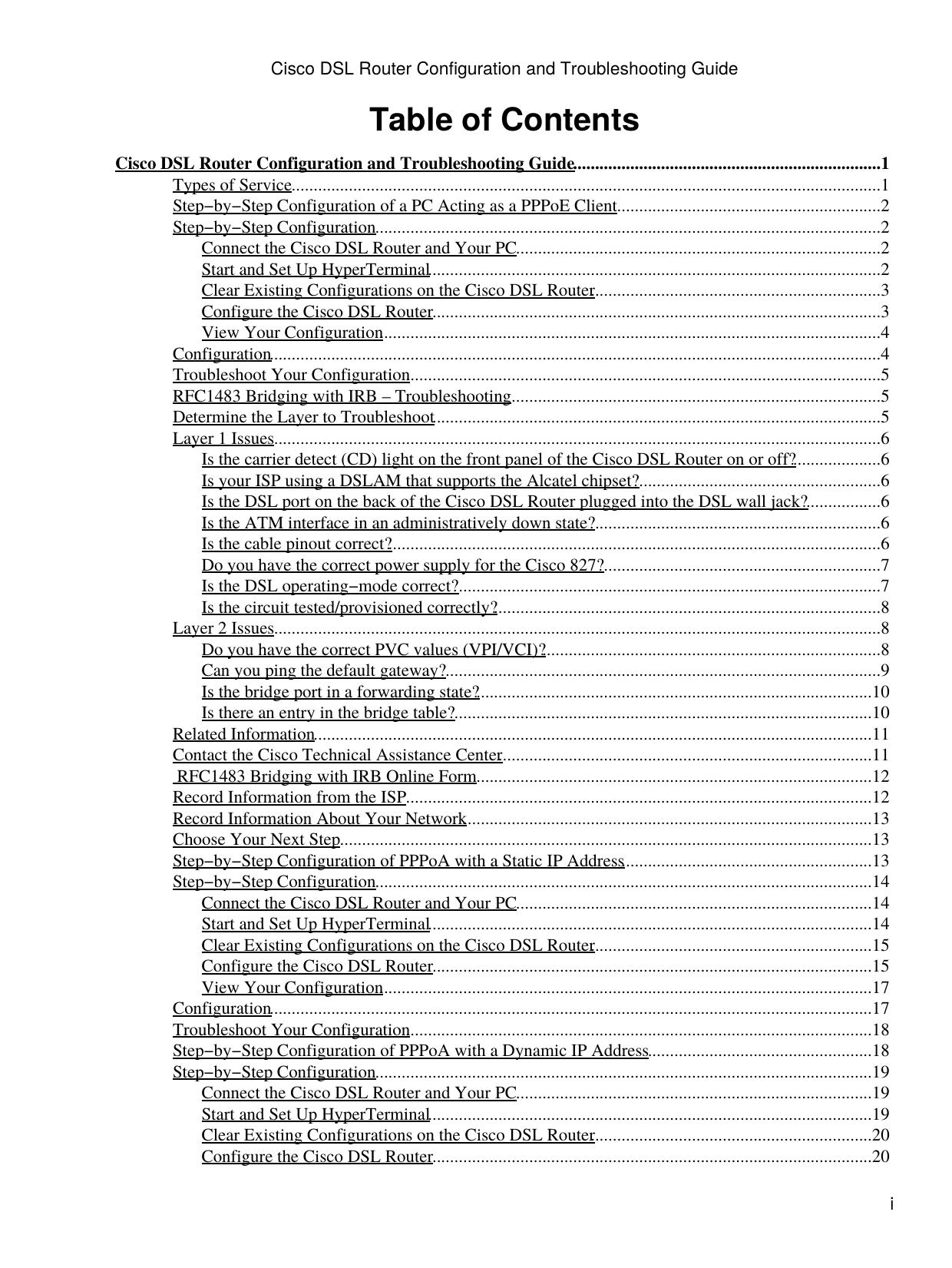 Cisco DSL Router Configuration and Troubleshooting Guide by Unknown
