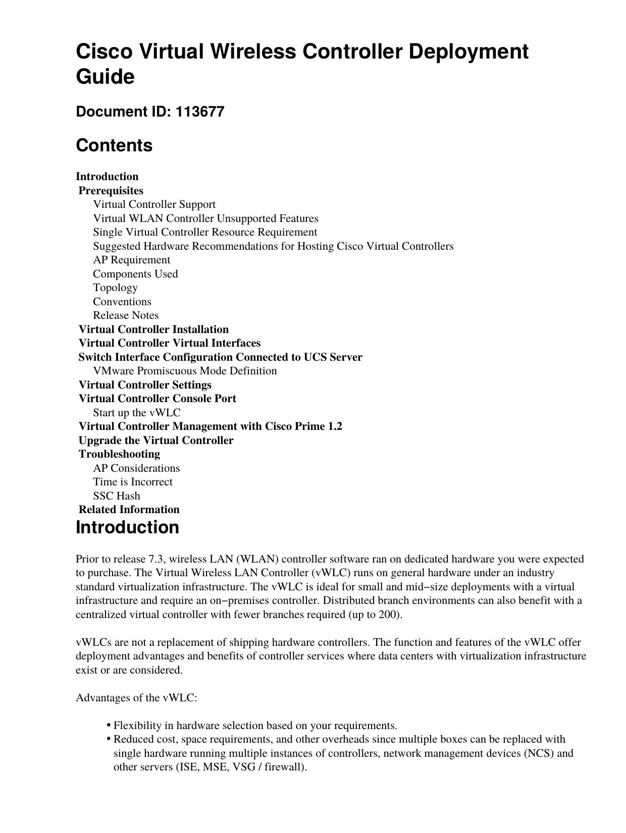 Cisco Virtual Wireless Controller Deployment Guide by Unknown