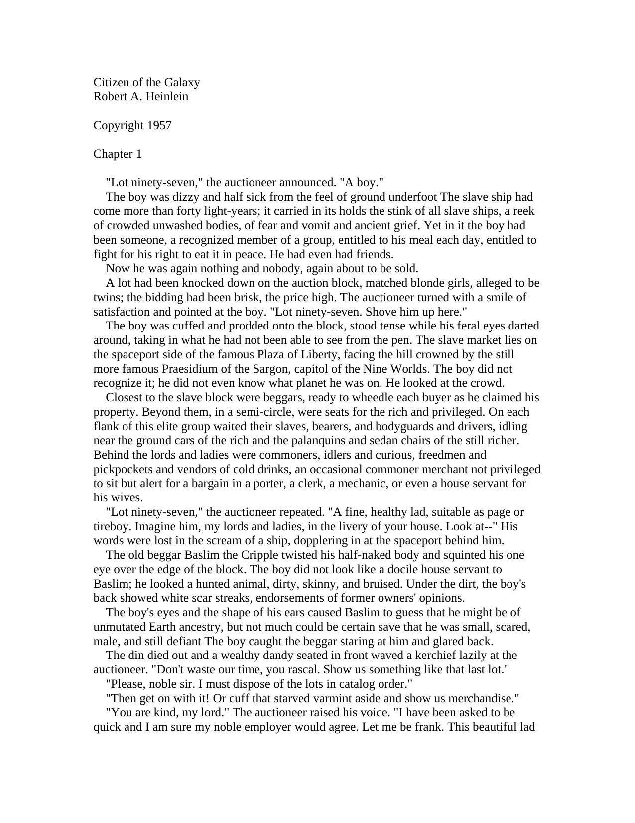 Citizen of the Galaxy by Robert A. Heinlein