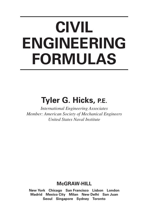 Civil Engineering Formulas by Tyler G. Hicks