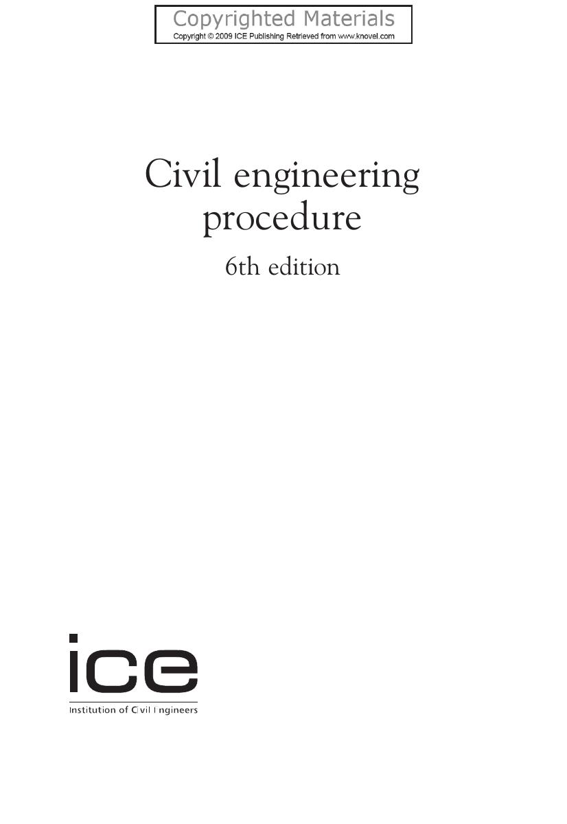 Civil Engineering Procedure, 6th edition by M. Kennard Institution of Civil Engineers