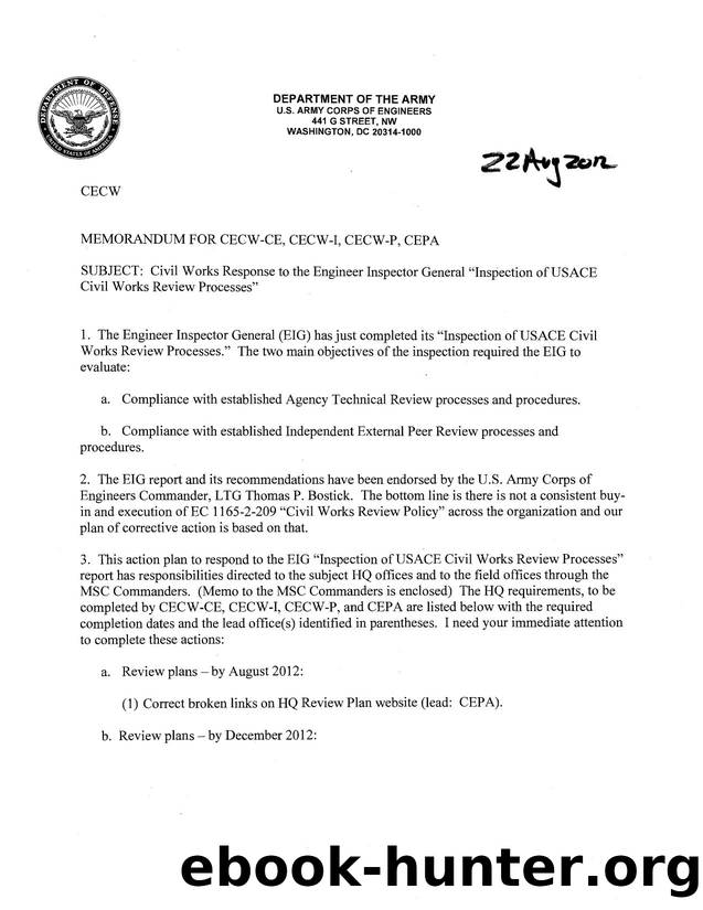 Civil Works Response to the Engineer Inspector General by Unknown