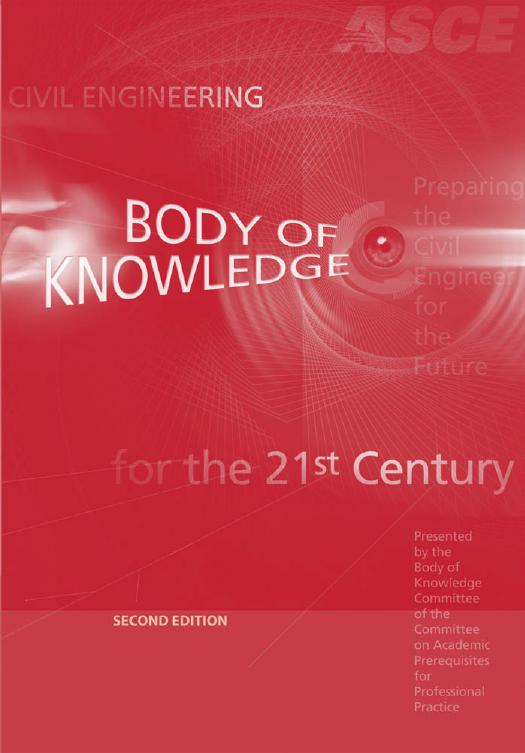 Civil engineering body of knowledge for the 21st century : preparing the civil engineer for the future by Body of Knowledge Committee of the Committee on Academic Prerequisites for Professional Practice