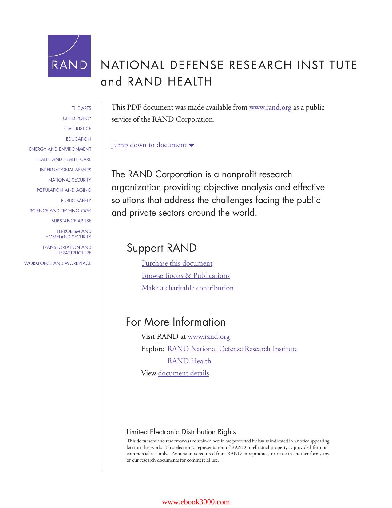 Civilian Health Insurance Options of Military Retirees: Findings from a Pilot Survey (Rand Corporation Monograph) by Unknow