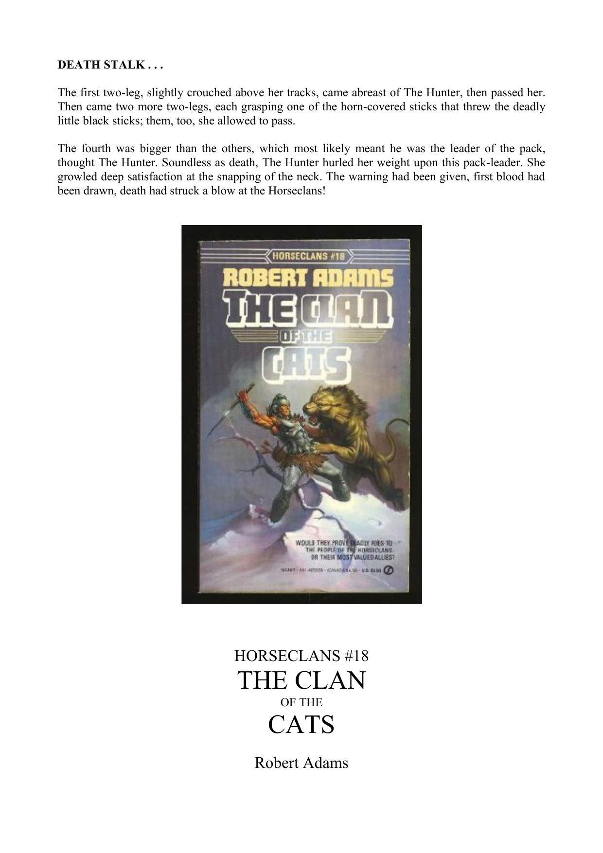 Clan of the Cats by Robert Adams Ken Kelly