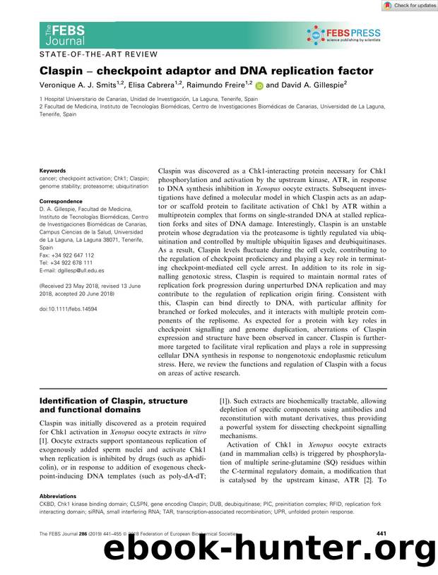 Claspin â checkpoint adaptor and DNA replication factor by Unknown