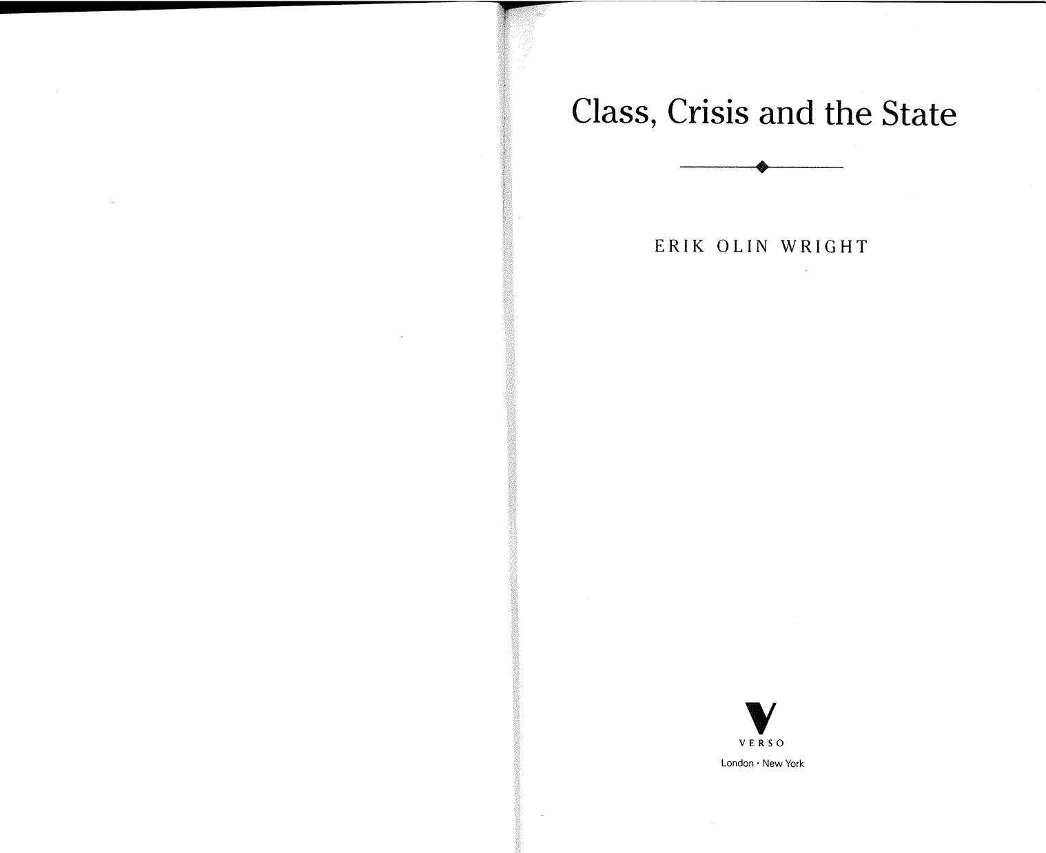 Class Crisis & the State by Erik Olin Wright