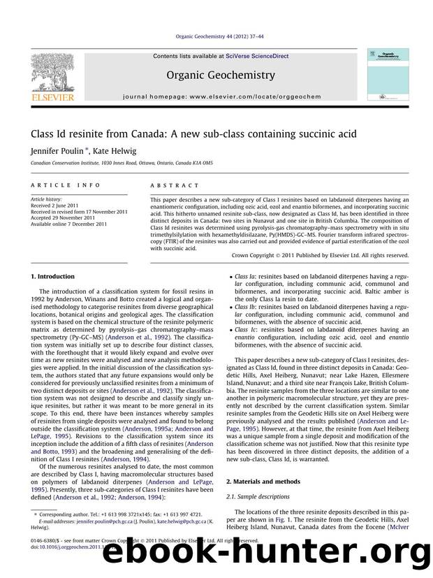 Class Id resinite from Canada: A new sub-class containing succinic acid by Jennifer Poulin & Kate Helwig