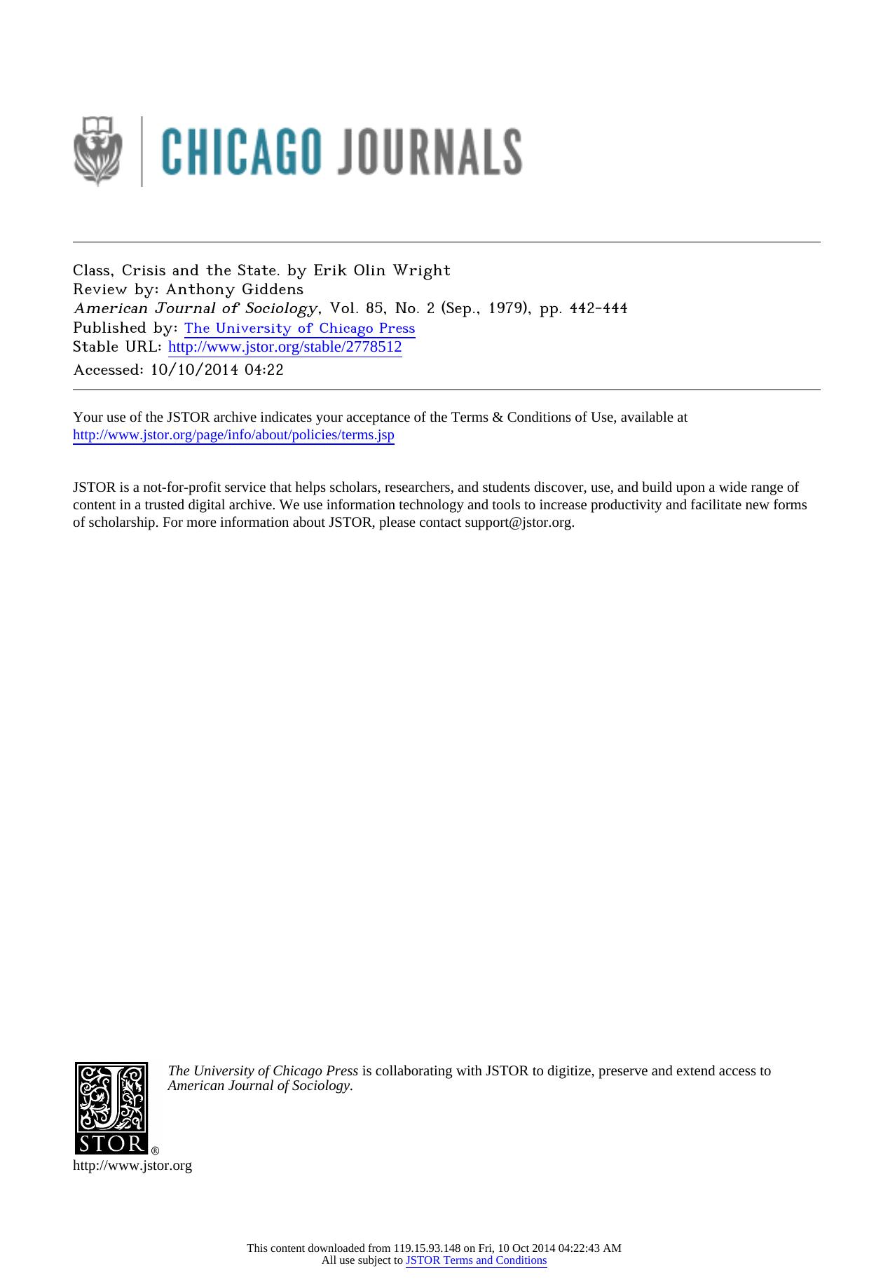 Class, Crisis and the State. by Erik Olin Wright by Class Crisis & the State. by Erik Olin Wright