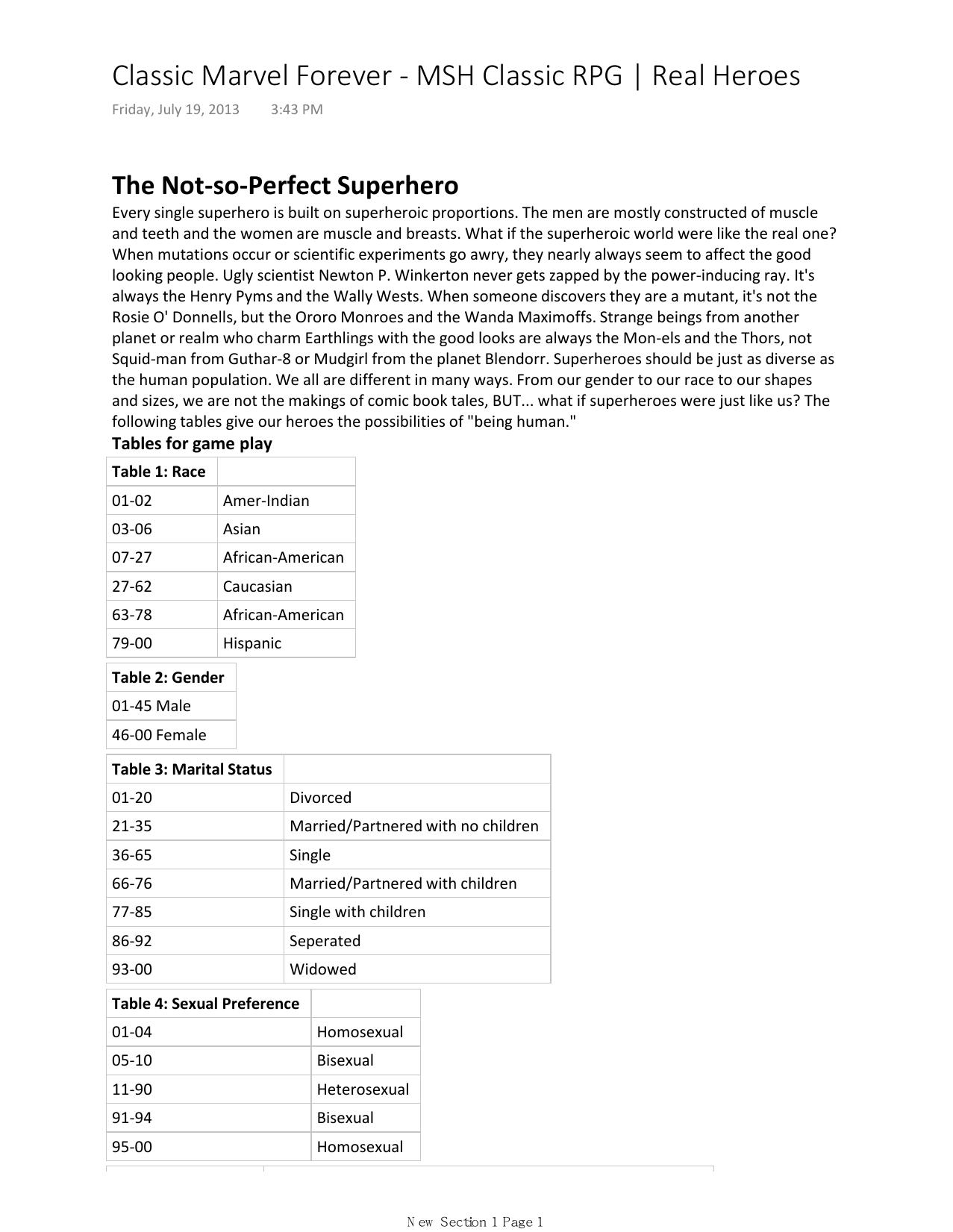 Classic Marvel Forever by MSH Classic RPG Real Heroes