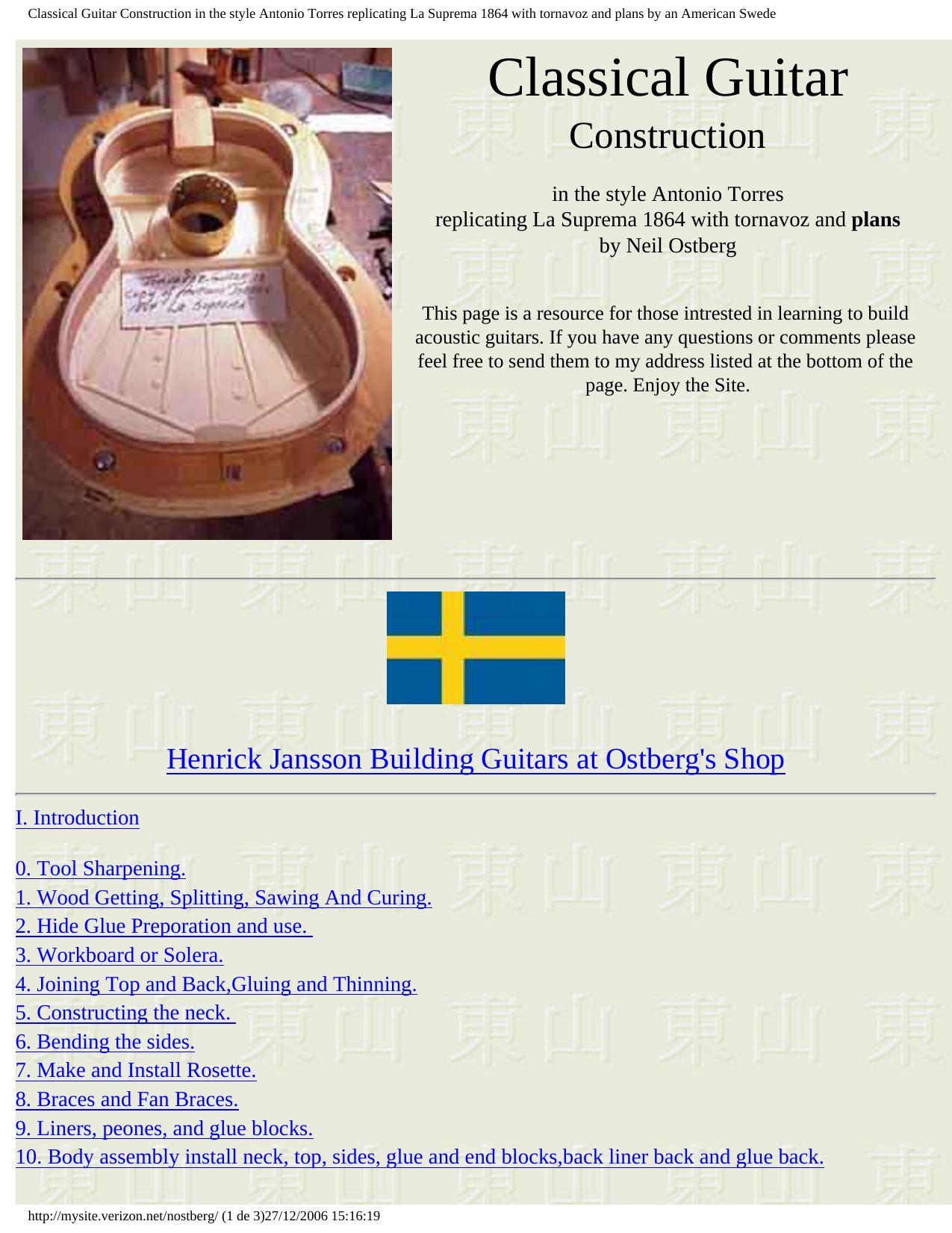 Classical Guitar Construction in the style Antonio Torres replicating La Suprema 1864 with tornavoz and plans by an American Swede by Unknown