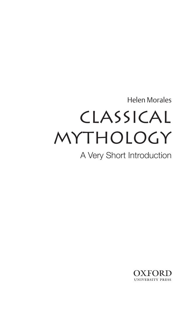 Classical Mythology: A Very Short Introduction by Helen Morales