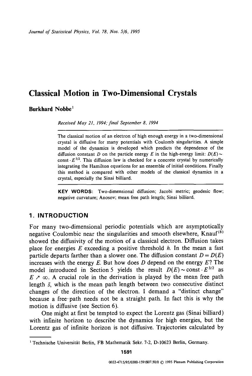 Classical motion in two-dimensional crystals by Unknown