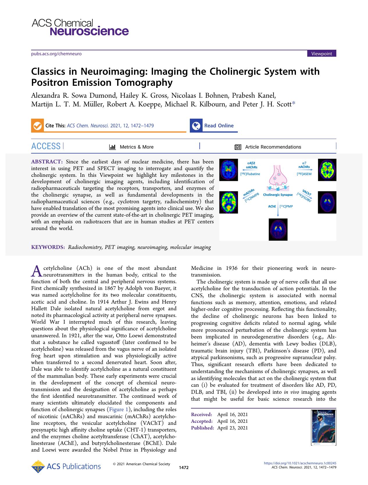 Classics in Neuroimaging: Imaging the Cholinergic System with Positron Emission Tomography by unknow