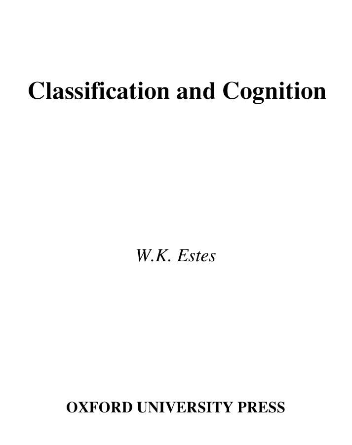 Classification and Cognition by William K. Estes
