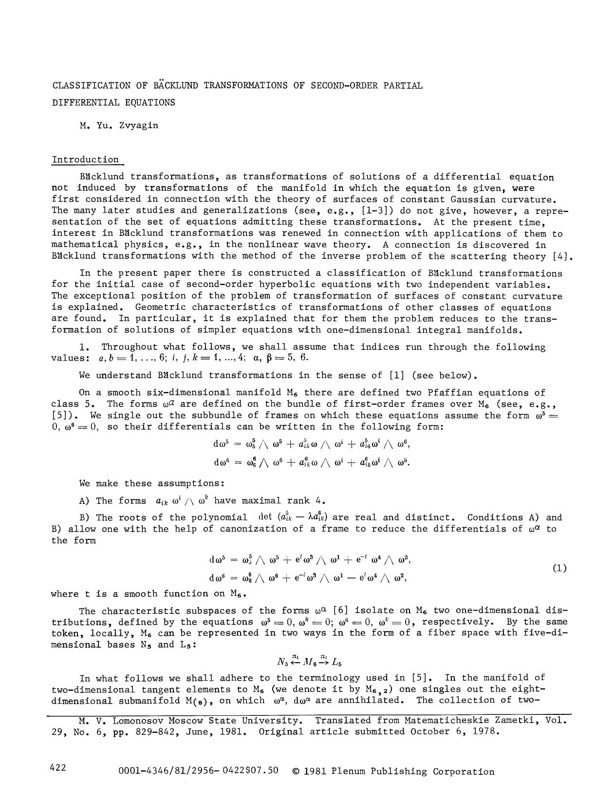 Classification of Bäcklund transformations of second-order partial differential equations by Unknown