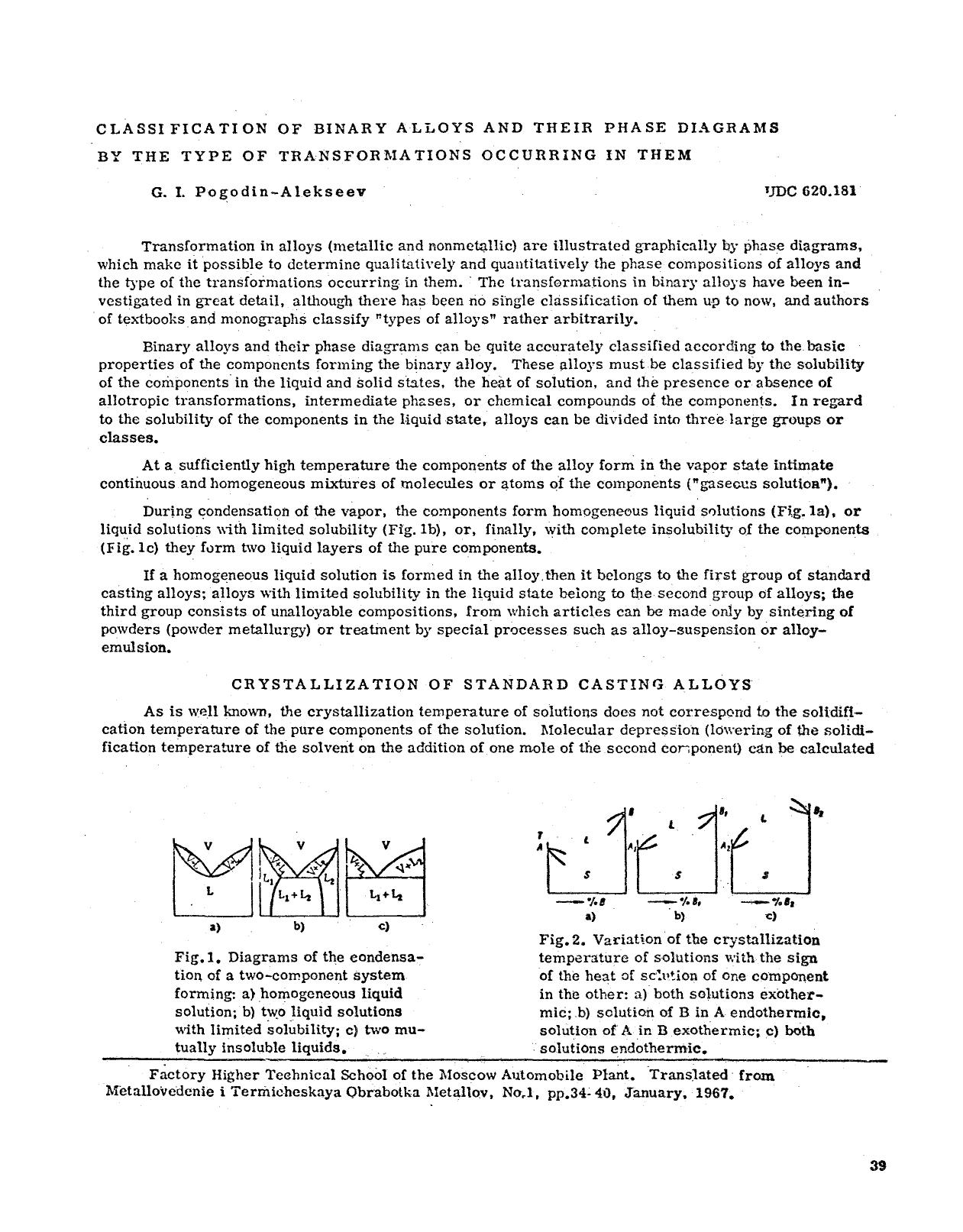 Classification of binary alloys and their phase diagrams by the type of transformations occurring in them by Unknown