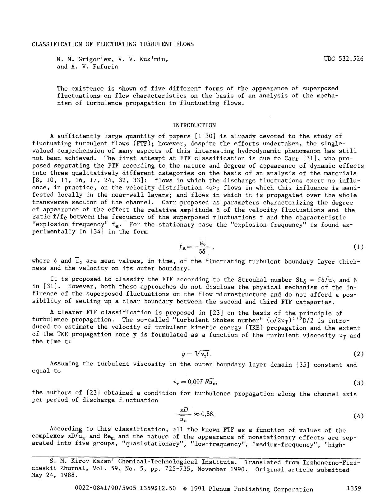 Classification of fluctuating turbulent flows by Unknown