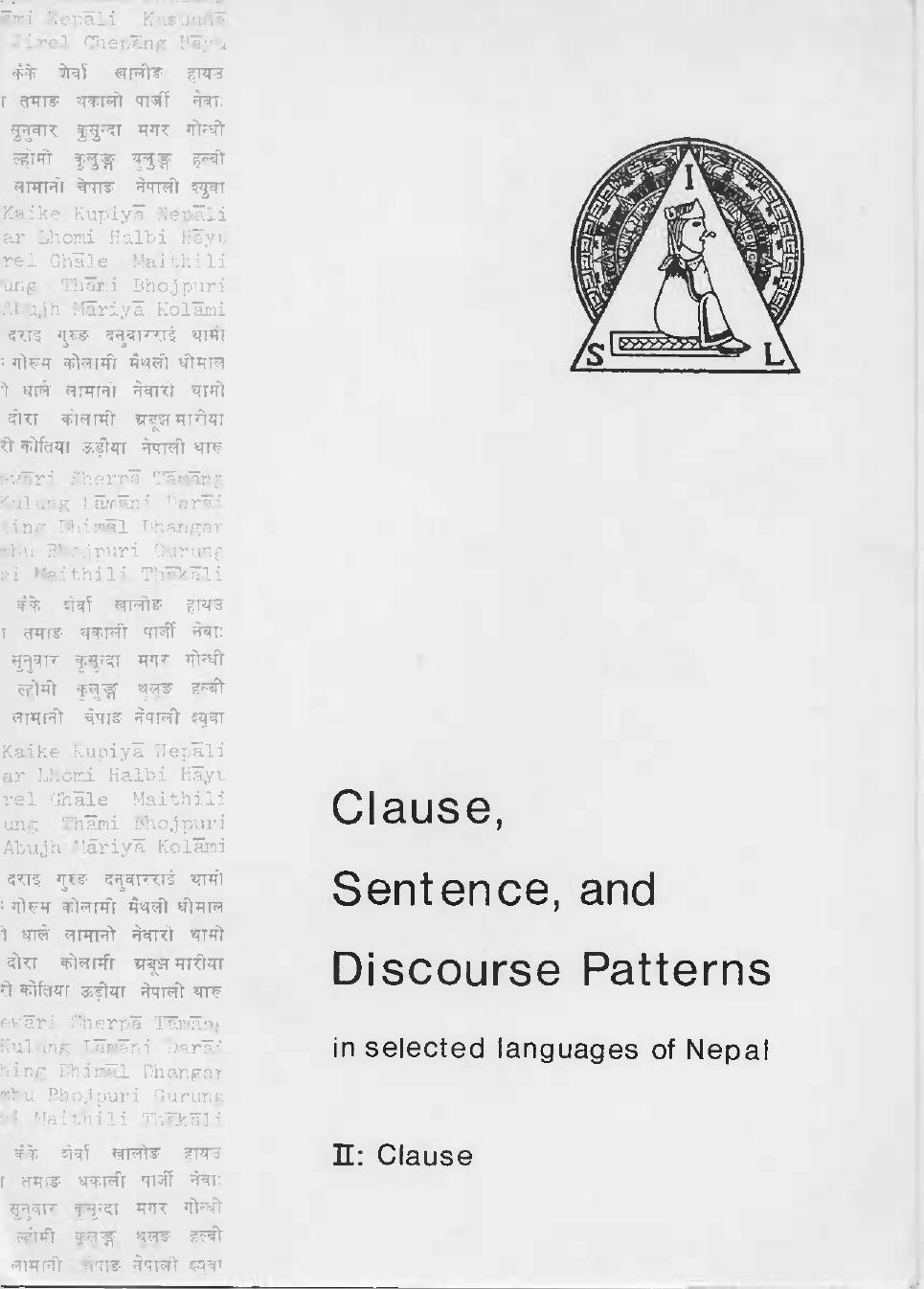 Clause, sentence, and discourse patterns in selected languages of Nepal by coll