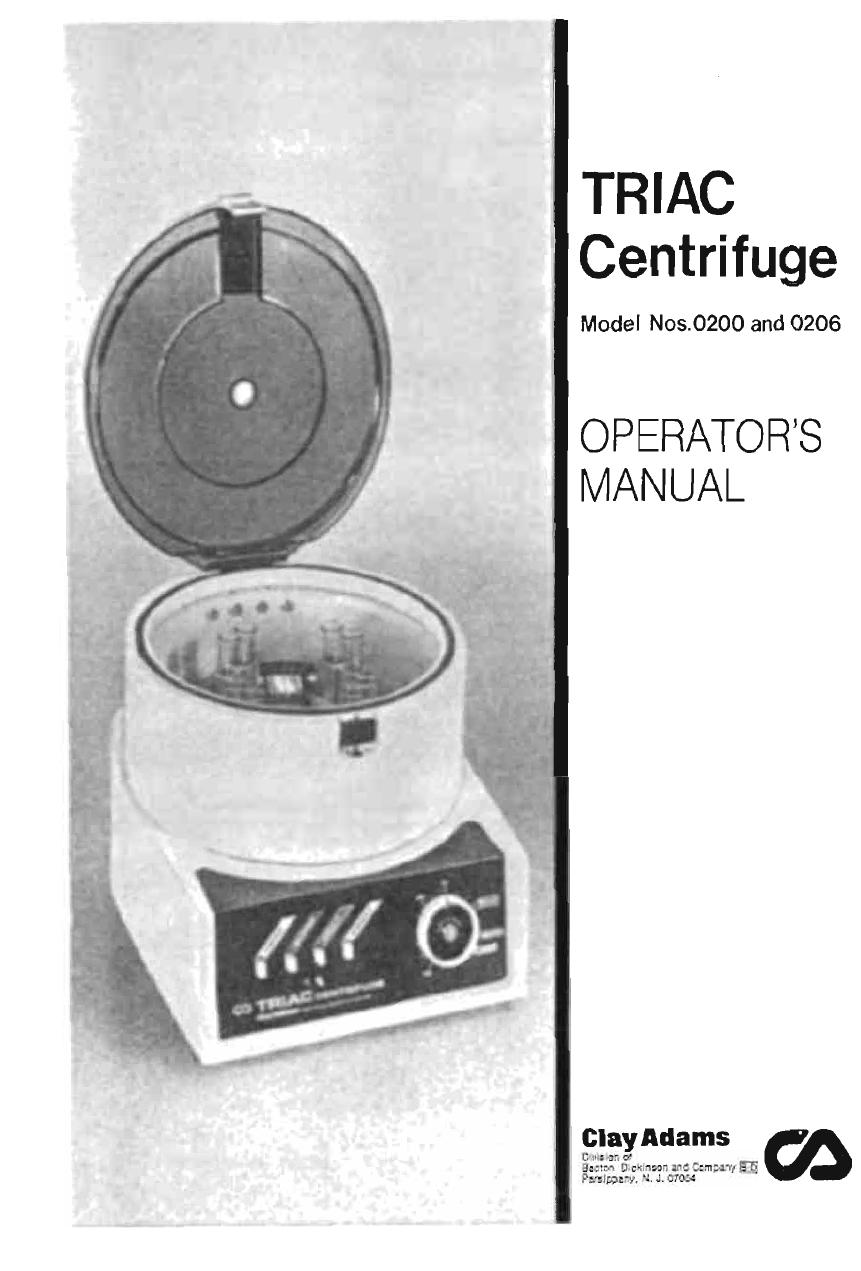 Clay Adams Triac Centrifuge by User manual